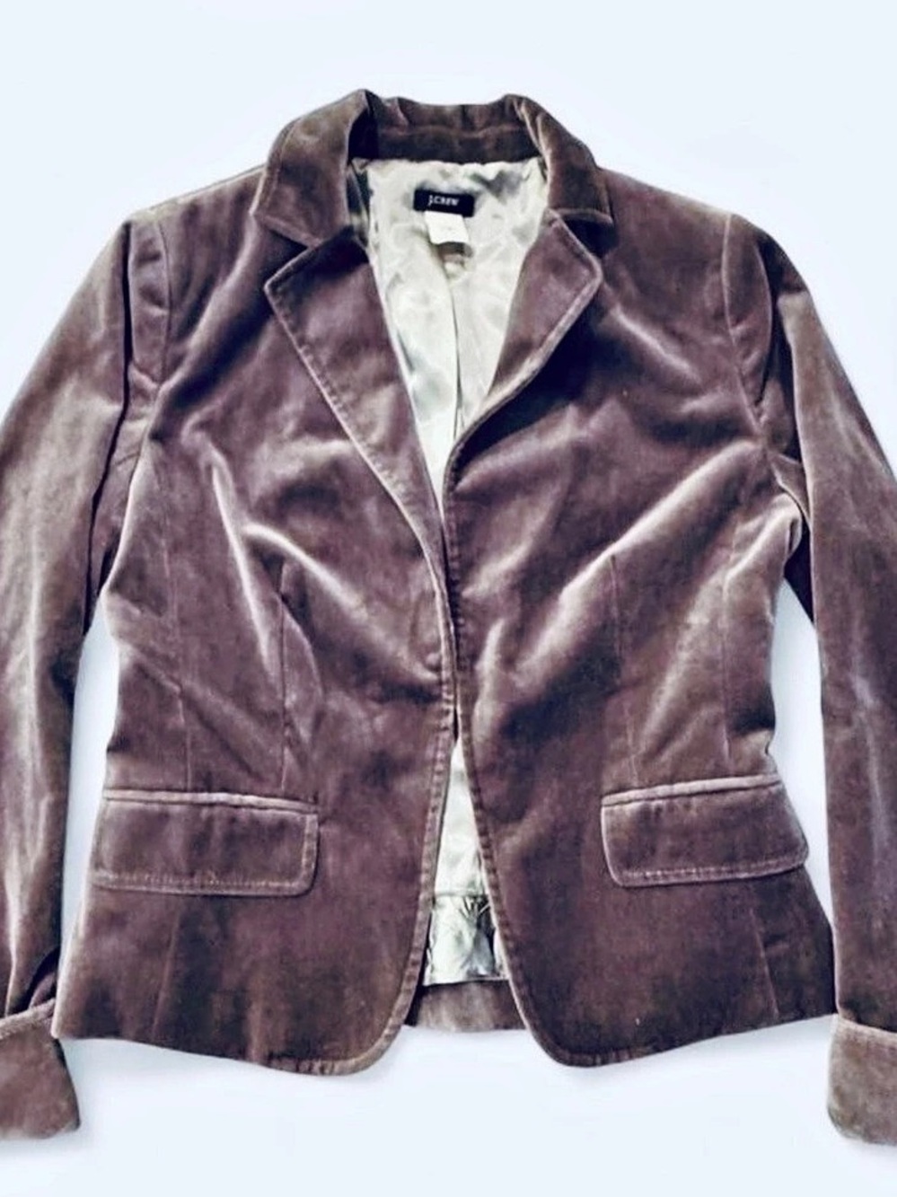 J.Crew Velvet Blazer in Silver Like New